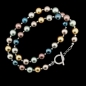 Preview: Bunte Muschelkernperlen Halskette, Collier ca. 48 cm., Verschluss Silber rhodiniert mit Zirkonia