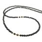 Preview: Schwarze Spinell Halskette, Collier ca. 42 cm. Silber vergoldet