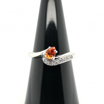 Preview: Oranger Saphir Silberring - Gr. 17