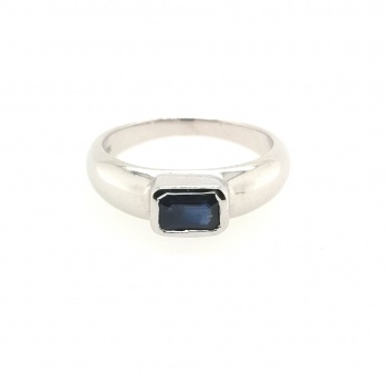 Blauer Saphir Silberring - Gr.17