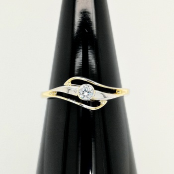 Preview: Bicolor Zirkonia Goldring - 333GG/ WG - Gr. 16,6