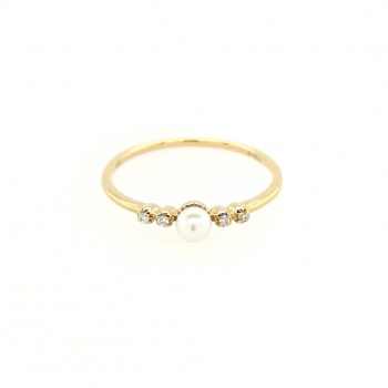 Perle Diamant Goldring - 375 GG - Gr.16