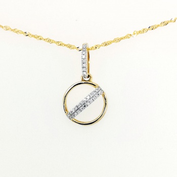 Goldhalskette mit Diamantanhänger - 375 GG