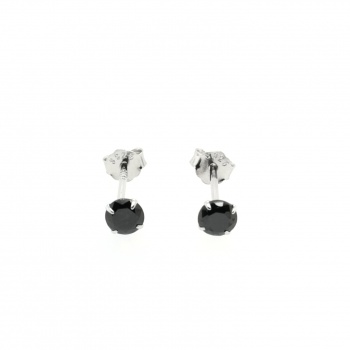 Preview: Schwarze Zirkonia Silber Ohrringe Ohrstecker