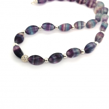 Fluorit Silber Halskette - Collier