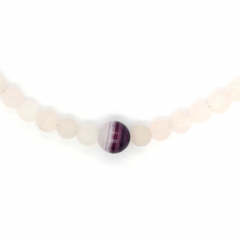 Rosenquarz Achat Collier, Halskette ca. 44 cm. lang