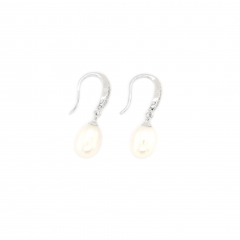 Preview: Perlen Zirkonia Silber Ohrringe