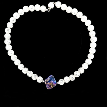 Preview: Knister Bergkristall Halskette mit Perlmutt Collier