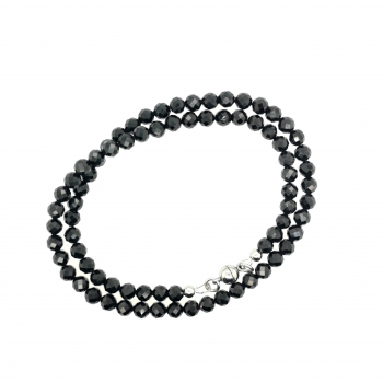 Preview: Schwarze Spinell Collier Halskette Facettiert