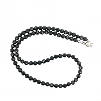 Preview: Schwarze Spinell Collier Halskette Facettiert