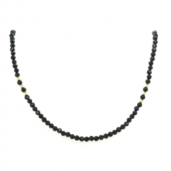 Schwarze Spinell Halskette, Collier ca. 42 cm. Silber vergoldet