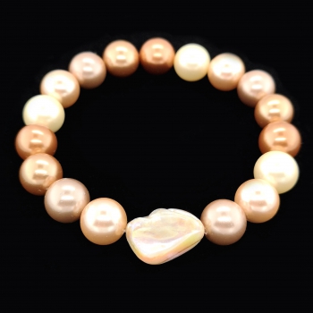Muschelkernperlen mit Perlmutt Armband flexibel