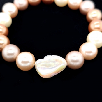 Muschelkernperlen mit Perlmutt Armband flexibel