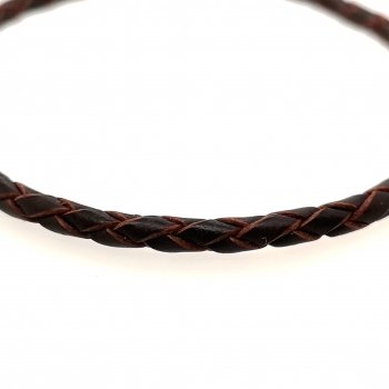 Lederarmband geflochten braun mit 925 Sterling Silber Verschluss
