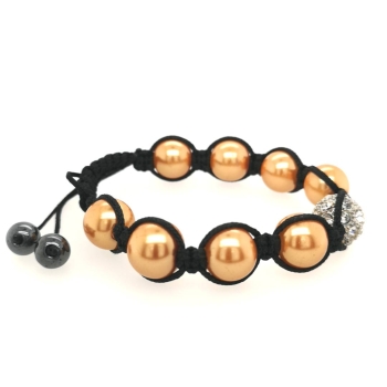 Kupfer farbige Muschelkernperlen Geflochtene Kordel Armband