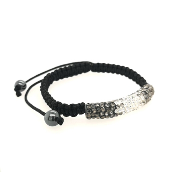 Strass schwarz farbiges Armband geflochten