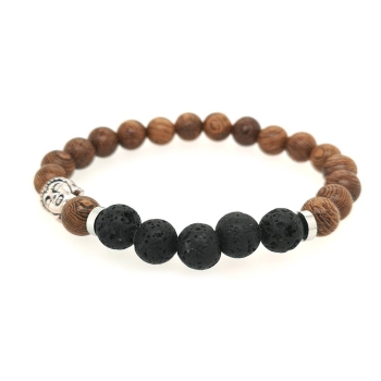 Preview: Buddha Holz- Lava flexibles Armband
