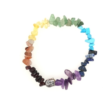 Preview: Chakra - Buddha flexibles Armband aus Natursteinen
