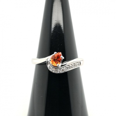 Oranger Saphir Silberring - Gr. 17