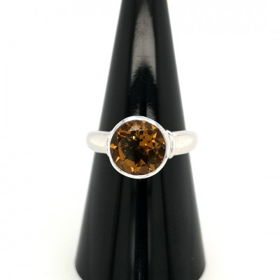 Cognac Quarz Silberring - Gr. 17