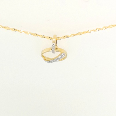 Goldhalskette mit Diamantanhänger - 375 GG