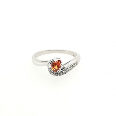 Oranger Saphir Silberring - Gr. 17