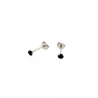Schwarze Zirkonia Silber Ohrringe Ohrstecker