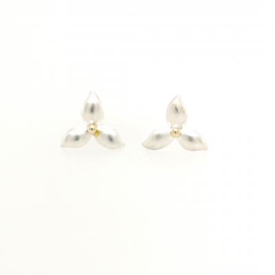 Blume Silber Ohrringe Ohrstecker vergoldet matt