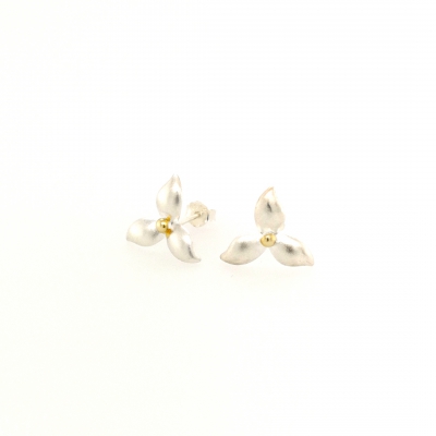 Blume Silber Ohrringe Ohrstecker vergoldet matt