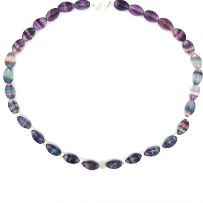 Fluorit Silber Halskette - Collier