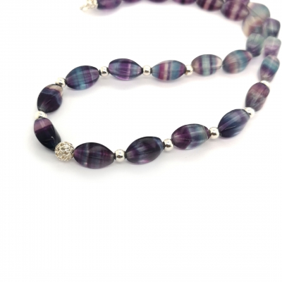 Fluorit Silber Halskette - Collier