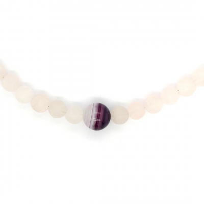 Rosenquarz Achat Collier, Halskette ca. 44 cm. lang