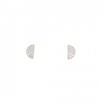 Halbkreis Zirkonia Silber Ohrringe Ohrstecker