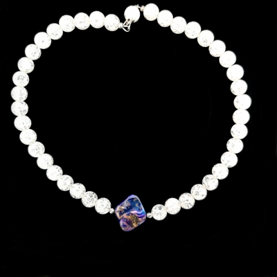 Knister Bergkristall Halskette mit Perlmutt Collier