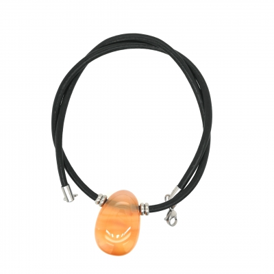 Karneol/Carneol Leder Halskette