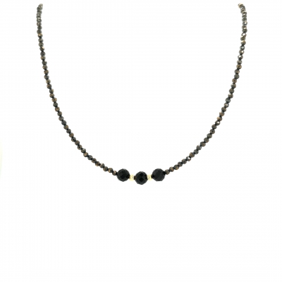 Pyrit Spinell Halskette - Collier mit vergoldetem Silber ca.43 cm.