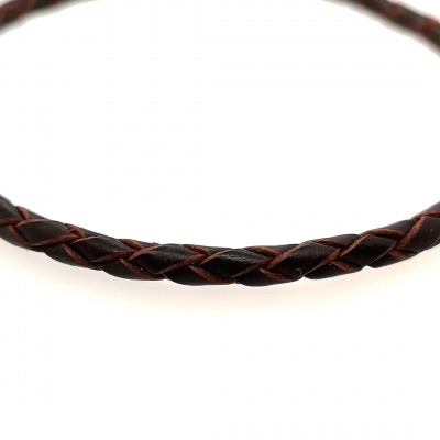 Lederarmband geflochten braun mit 925 Sterling Silber Verschluss