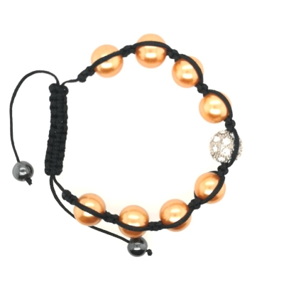 Kupfer farbige Muschelkernperlen Geflochtene Kordel Armband