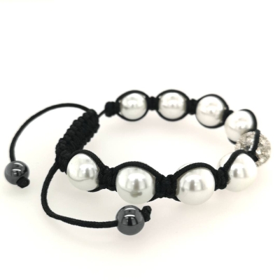 Weiße Muschelkernperlen Geflochtene Kordel Armband