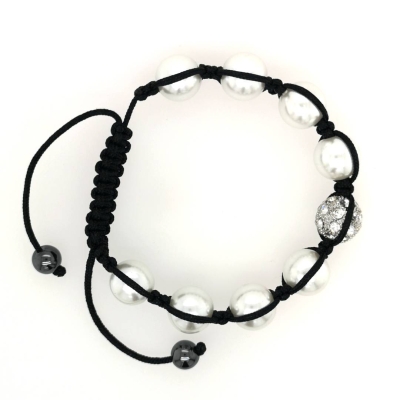 Weiße Muschelkernperlen Geflochtene Kordel Armband