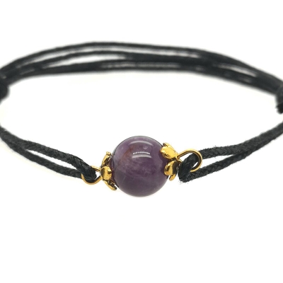 Amethyst Baumwollkordel Armband verstellbar