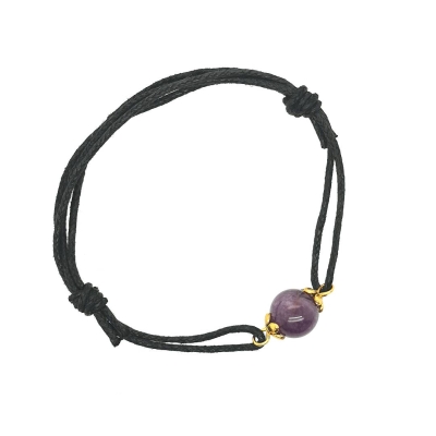 Amethyst Baumwollkordel Armband verstellbar