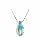 Blaue Apatit Halskette mit Metallic Blauen Muranoglas Anhänger